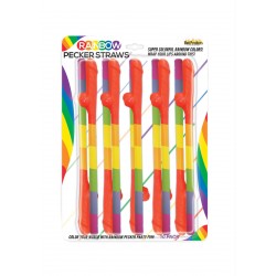Rainbow Pecker Straws - 10 Pack